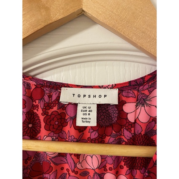 💕 TOPSHOP PETITE Willow Pink Floral Print Angel Sleeve Midi Dress - Picture 4 of 5